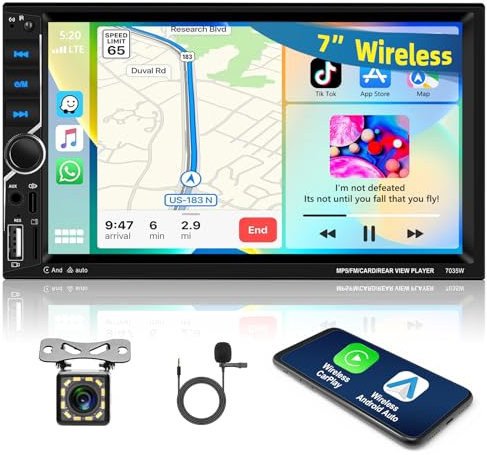 Motorsi Carplay Android Auto 2Din Car Stéréo, 7 Pouces HD Écran Tactile Poste Radio Voiture, Autoradio Support Bluetooth 5.0/Mirror Link/FM/USB/AUX/Chargement/SWC/7 Color Backlight + Télécommande