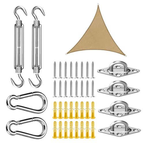 Sonnensegel-Hardware-Set, dreieckig, rechteckig, strapazierfähig, Spannschloss, Edelstahl-Haken, Befestigungszubehör für Pool, Hinterhof, Garten
