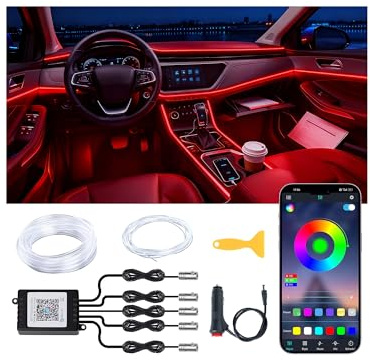 Ambient Lighting car Accessories Interior car Lights APP Control，236 Fiber Optic，5 in 1 led Strip Lights，16 Million Colors Car Neon Lights, Sync to Music（Cigarette）