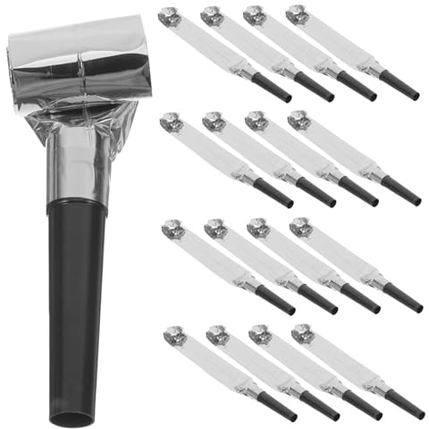 ABOOFAN 100piezas De Fiesta Soplando Dragón Silbatos Para Festivales y Cumpleaños Juguetes De Fiesta Divertida Color Negro y Plata Para Vísperas y Celebraciones