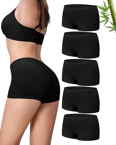 Channo Boxer Femme en Bambou sans Couture: Culotte Douce Respirante Stretch et Confortable Idéale pour Les Peaux Sensibles Le Sport et la Détente Lot de 5