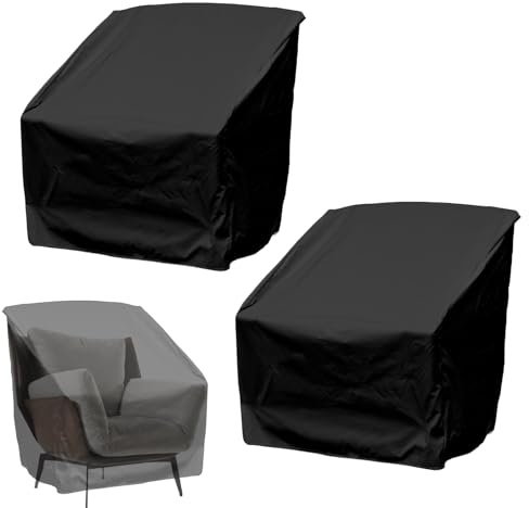 Genérico Funda para Sillas de Exterior, Juego de 2 Fundas Impermeables para Sillones Giratorios, Protector Muebles 420D 78.7x83.8x91.4cm para Jardín Balcón Terraza