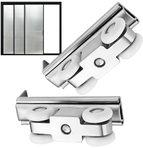 Yulokdwi Roulettes Pour Portes Coulissantes, Kit De Poulies À Roulement À Billes Pour Suspension, 2 Pièces Silencieuses pour Cloisons Amovibles Placards Dressing Armoire Chambre