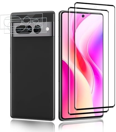 Carantee 2+2 Stück Schutzfolie für Panzerglas für Google Pixel 7 pro Kamera Displayfolie, Touchgenauigkeit, Selbstheilende Panzerfolie+Linsenfolie, 9H Kratzfest Blasenfrei Pixel 7 pro Schutzglas Folie