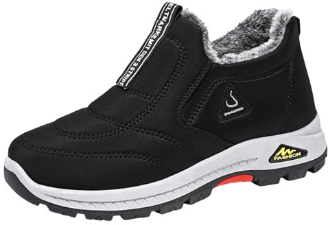 Generisch Winterschuhe Herren Männer Schnee Stiefel Mode Muster Winter Verdickte Warme Bequeme Casual Slip Auf Schuhe (Black, 41)