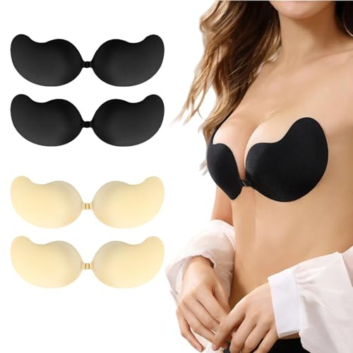 SHUIMILI Seamless Invisilift Bra for Women Adhesive Push Up Sticky Strapless Backless Bra