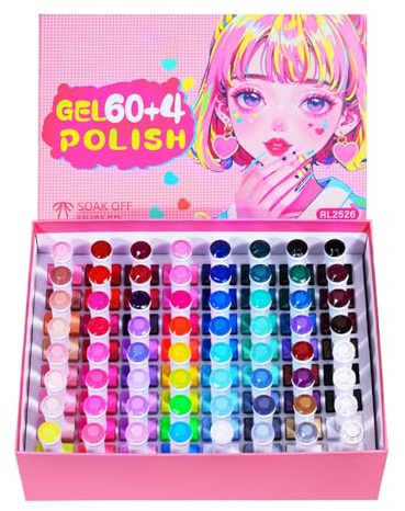 Vernis À Ongles - Set smalti gel 64 colori, kit gel UV tinta unita con funzionalità | di qualità da salone a lunga durata per donne, regalo per manicure fai-da-te per le vacanze