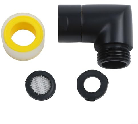 Shower Elbow Fitting, 90 Degree Shower Connector with G1/2 Brass Elbow in Black, Female and Male Thread for Bathroom Shower Head Angle Adapter