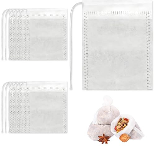 600pcs Spice Bags for Cooking, Reusable Drawstring Tea Sachet Bags, Empty Infuser Bags for Loose Tea, Coffee and Spices, 5 x 7 cm