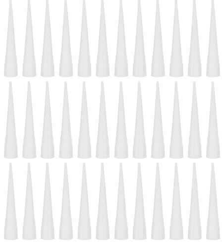 HOMSFOU 50pcs White Plastic Caulking Nozzle Tips for Caulking Gun Extension Glue Replacement Nozzles for Sealant Application for Remodeling and Baseboard Installation