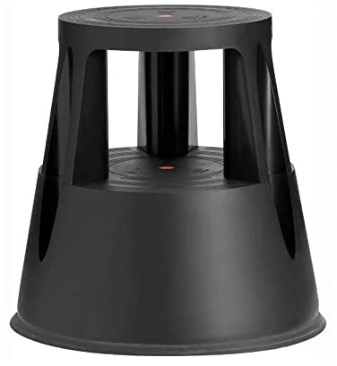 M&T Displays Rolling 2-Step, Plastic Stepstool, Holds up to 330 lbs w/Non-Slip Platform Wheels, Sturdy and Durable Home, Appliance, Ideal for Kitchen, Bathroom, Bedroom (Black)