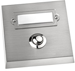 HUBER bouton de sonnette en métal - bouton de sonnette avec plaque signalétique - bouton de sonnette I en laiton chromé - bouton-poussoir