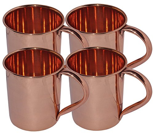 Rastogi Handicrafts Taza de cobre puro Moscow Mules - Cobre sin plomo - Acabado lacado - Estilo liso brillante hecho a mano capacidad - 450 ml (4)