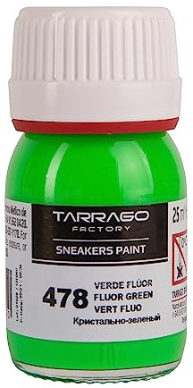 Tarrago | Sneakers Paint 25 ml mit Pinsel und Schwamm | Fluorfarben | Farbe für Sneakers und Turnschuhe aus Leder, Kunstleder und Segeltuch (Fluorine Green 478)