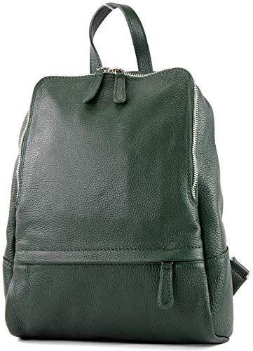 modamoda de T138 Damen Leder Rucksack Handtasche handmade in Italy, Farbe:Flaschengrün