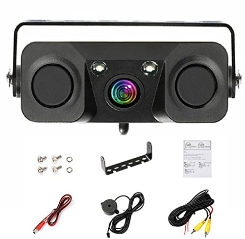 Polarlander 3 in 1 Rear View Camera Waterproof Video Parking Sensor Car Reverse Backup Camerawith 2 Radar Detector Sensors BiBi Alarm
