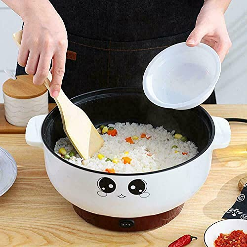 Mini casserole électrique anti-adhésive - 20 cm - Pour steak, œuf, riz frit, ramen, flocons d'avoine, soupe avec contrôle de la température - Blanc