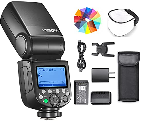 Godox V860III-N Flash pour appareil photo Nikon Flash Speedlite 7.2V/2600mAh Li-ion Battery, 2.4G Wireless HSS 1/8000 1.5s Recycle Time 10 Levels LED Modeling Light pour Nikon (Mise à niveau V860II-N)