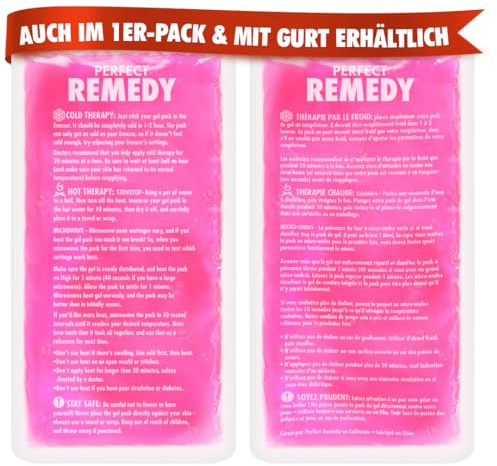 Perfect Remedy - Poche de Glace en Gel Pour Blessures [2 Unités], Poche de Gel Chaud Froid Réutilisable de 30 cm, Soulage Douleur, Récupération du Genou, Dos, Cou, Poignet, Cheville [Rose, Large]
