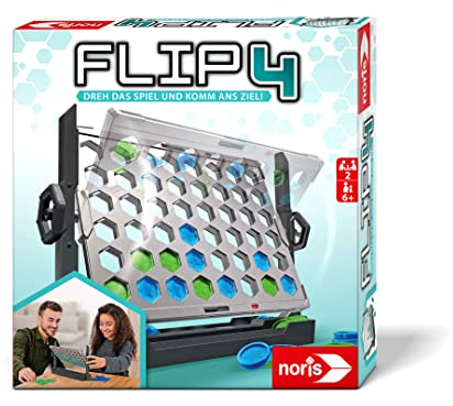 Noris 606064599 – Flip4 – spelklassiker serie med 4 för vändning, för barn från 6 år, strategispel för 2 spelare