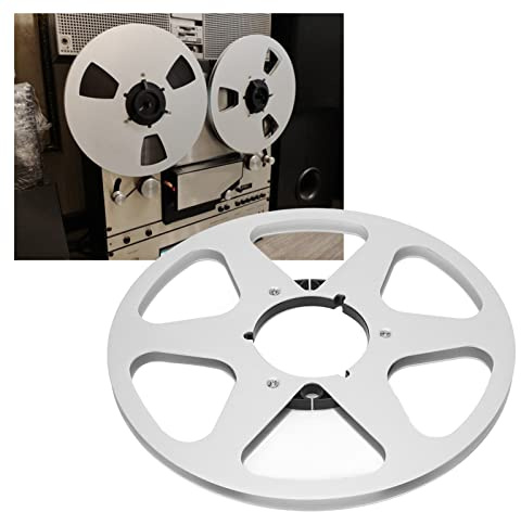 Carrete de Recogida de Aluminio de Audio de Carrete Abierto de 10 Pulgadas, Carrete de Recogida Vacío a Carrete Pequeño, Grabador de Carrete a Carrete para Cintas de 1/4 de (Color Plata)