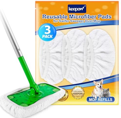 KEEPOW 3 Stück für Swiffer Bodentücher Feucht, Wiederverwendbare für Swiffer Sweeper Mop, Mikrofaser für Swiffer Bodenwischer, Ideal für Swiffer Nasse Bodentücher, für die Reinigung von Hartholzböden