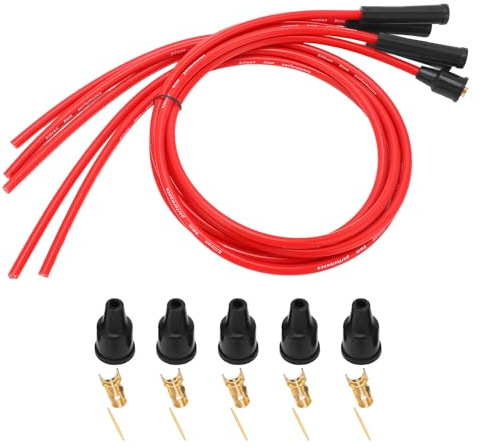 1 Satz Zündkerzenkabel, Rotes Silikon, 8 Mm, 1 M, Universal-Zündkerzen-Zündkabel-Set, Auto-Zündkabel für 4-Zylinder-Automobile, 8 Mm