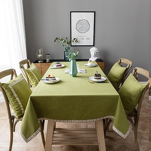 XQSSB Tischdekoration Eckig Wasserdicht Tischtuch Cotton Linen Anti Iron Tischwäsche Pflegeleicht Garten Zimmer Tischdekoration Green 120 × 180cm