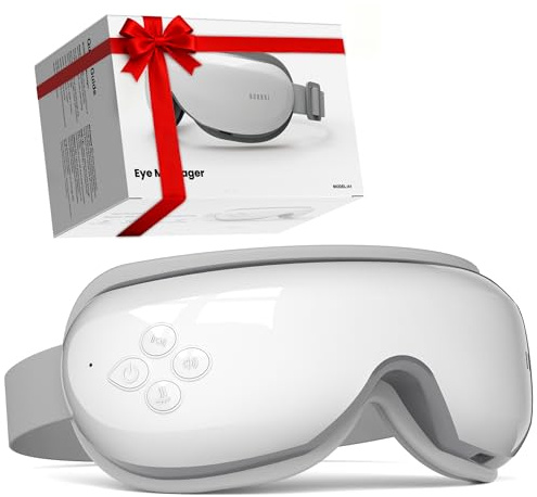 Burrki Eye Massager with Heat, Mothers Day Gifts for Mom, Heated Eye Massager for Migraines with Compression and Bluetooth, Reduce Eyes Strain, Dark Circles and Improve Sleep, Gifts for Women Men