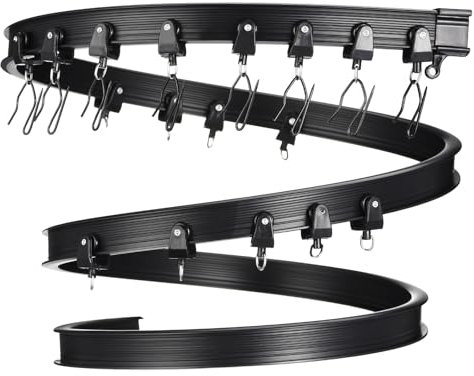 sourcing map Flexibles gebogenes Decken-Vorhangschienensystem, biegsame Halterung für Vorhangschiene Etagenbett Erkerfenster Raumteiler (Schwarz, 32,8 ft)