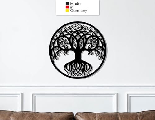 Baum Des Lebens, Metall Wanddeko, Wanddeko Aus Metall, Wandbild aus Metall (Größe: 95 x 95 cm)