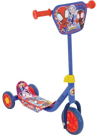 Disney Spidey Patinete 3 Ruedas +20 kg +2 años, 58x36x65-70 cm, Juegos para niños, Motricidad, Diseño Colorido Spidey, Espín y Ghost-Spider, Patinete Infantil, Fácil de Montar (77762)