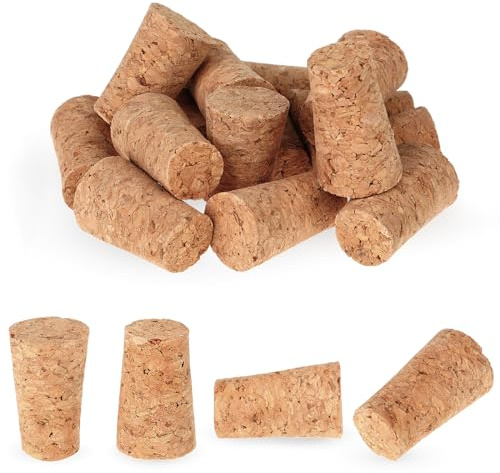 16 Pack Wood Corks - Tapered Blank Natural Corks for Wine, Beer, Liquor Bottles - Leakproof Wooden Wine Bottle Stopper Replacement, 22x35x17mm