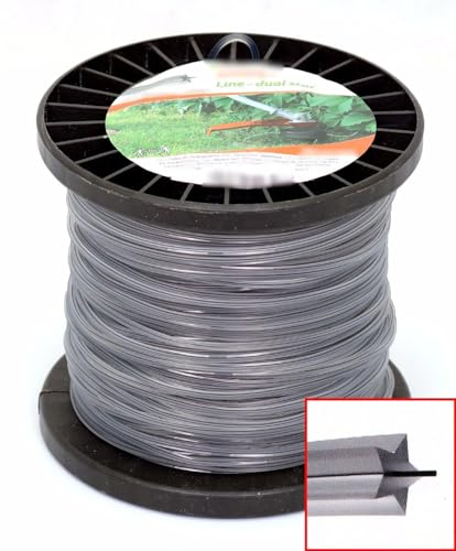 pokm toolsmarket - 2.0mm / 100m Mähfaden mit Draht verstärkt, Trimmerfaden Rasentrimmer Faden, 5-kant, Freischneider Faden, Stark Ersatzfaden für Fadenkopft, Unkrautschneider