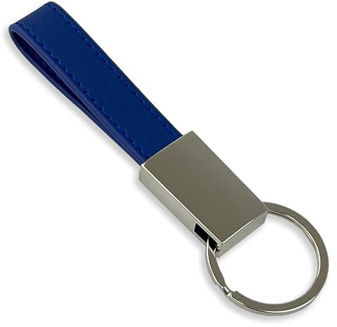 pubblimania Portachiavi in ecopelle elegante con anello e scatolino regalo. Utile per le chiavi di casa, auto, moto, scooter. Leggero e resistente (Portachiavi Blu)