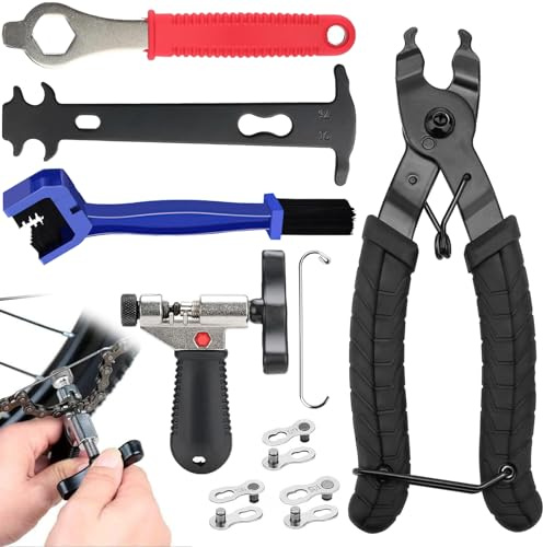 Mikqky 11 Stück Kettenwerkzeug Fahrrad Set, Kettennieter Fahrrad, Fahrrad Reparatur Werkzeug Set, Universelles Fahrradkettenwerkzeug, Fahrrad-Kettenglieder Für 6/7/8/9/10 Speed Kette
