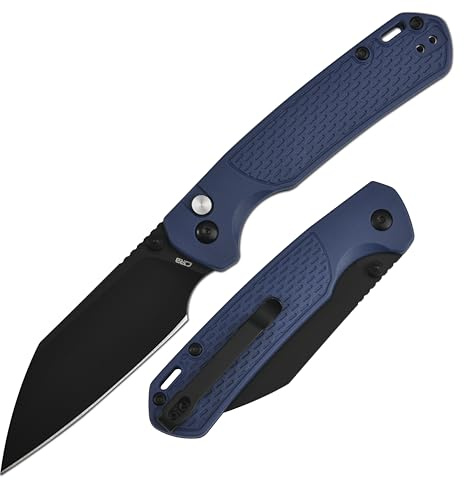 CJRB Pyrite-Light Pocket Knife, Folding Knife with 3.34 Inch AR-RPM9 Steel Blade Pocket Clip for Men Women Camping Survival Hiking J1945 Blue