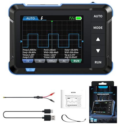Compact Oscilloscope with Signal Generator, For FNIRSI DSO153, Real time Sampling, 1MHz Bandwidth (Standard)
