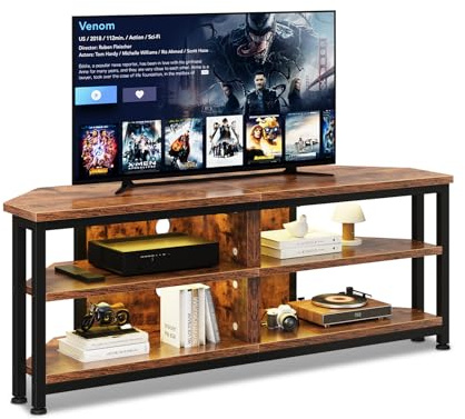 Dripex Armario de TV con iluminación LED, Armario esquinero para TV, Mueble bajo de Esquina (120 cm)