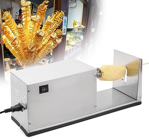 YANDDEA Affettatrice elettrica a Spirale Twisted Potato Tower Slicer Acciaio Inossidabile Taglia Patate Twister con Operazione Three Key e Foot Pad in Antiskid