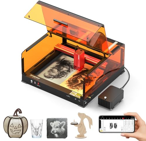 ATOMSTACK A6 Pro Ultra Lasergravurmaschine mit Kamera Gehäuse und F60 Air Assist, 6W Leistung Hochpräzise Positionierung Lasergravur Maschine für Holz, Acryl, Leder, Metall, Massengravur Schneiden