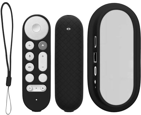 kwmobile Remote Cover Set Compatible with Google TV Streamer 4K - Remote and Device Case 2 Piece Set - Black