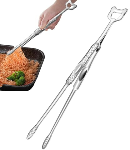 Pinzas para parrilla para barbacoa pesadas, pinzas de cocina BBQ | Herramienta de cocción de barbacoa de metal resistente al calor | Griling antiadherente y pasador pinzas con mango ergonómico para