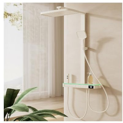 Wall Mount Rainfall Shower Head,hot and cold Shower Panel Tower with tub filler,Digital display Shower System with 3 functions Handheld Shower Bidet