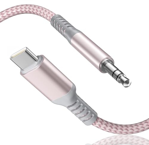 Basesailor USB-C till 3,5 mm AUX-kabel för bil 1,2 m, Typ-C till 3,5 mm ljudadapter för iPhone 17 Air / 16 / 16e / 15 Pro Max Plus, iPad, Samsung Galaxy S25 / S24 / S23 / S22 FE Ultra