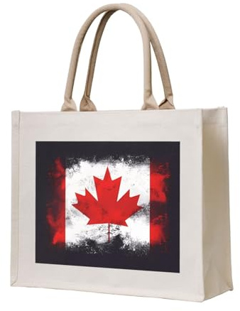 WBQLSL Borsa tote in tela stampata con bandiera canadese La borsa da spiaggia può essere utilizzata per riporre oggetti, picnic, spiaggia, piscina e altre scene.