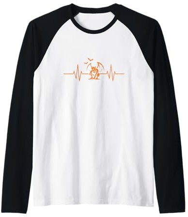 Gargouille Heartbeat EKG Line Halloween Manche Raglan