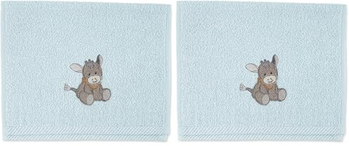 Sterntaler Kinderhandtuch Esel Emmi, Alter: ab 0 Monate, 50 x 30 cm, Hellblau (Packung mit 2)