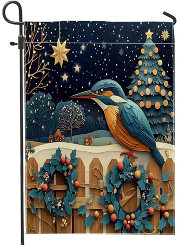 Drapeau Décoratif Martin-Pêcheur Suspendre Décoration De Jardin Double Face Bannière De Cour Pour Maison Vacances Porche 12X18 Inch