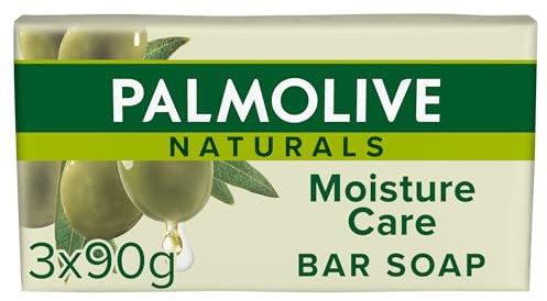 Palmolive Naturals Moisture Care with Olive 3 x 90g Bar Soap - Moisturising Hand Soap - Biodegradable Soap Formula